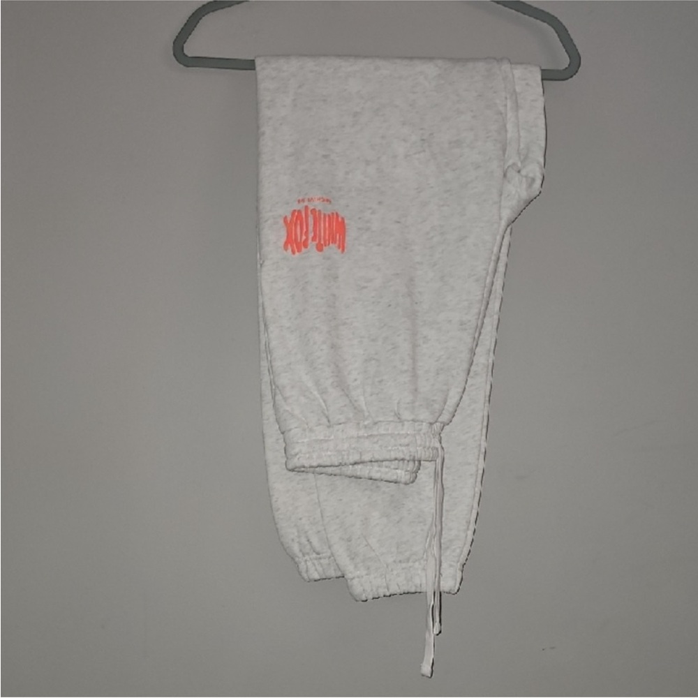White Fox Light Heathered Gray With neon Orange Joggers Size Small!!